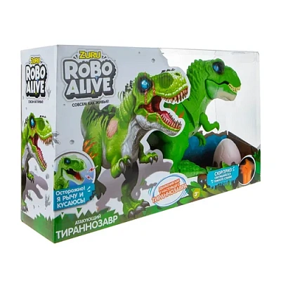 ZURU Игровой набор Робо-Тираннозавр RoboAlive (зелен) +слайм,2 х Ааа бат (не входят)  коробка с окно