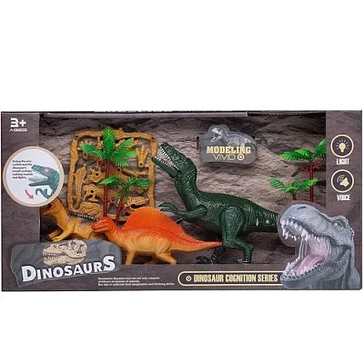 Набор игровой "Динозавры" (большой зеленый динозавр, 2 динозавра