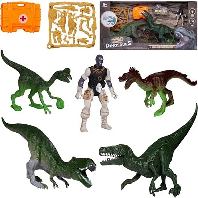 Набор игровой "Динозавры" (2 больших динозавра, 2 маленьких динозавра, акссесуары)