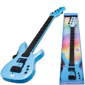 Гитара электрическая, синяя, со звуковыми и световыми эффектами