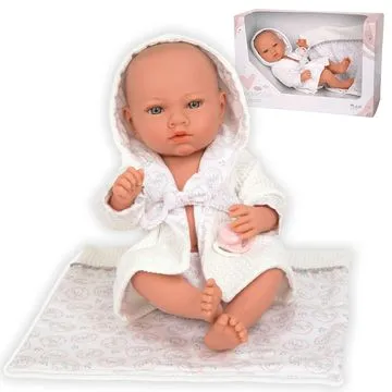 Arias ELEGANCE ARIA кукла винил,38 см,в белом халатике с бантиком, с пледом