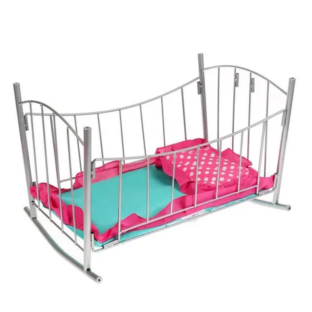 Кроватка металл. 32,5х47х68. балдахин, подушка, матрас. Карапуз в кор. (русс. уп.)