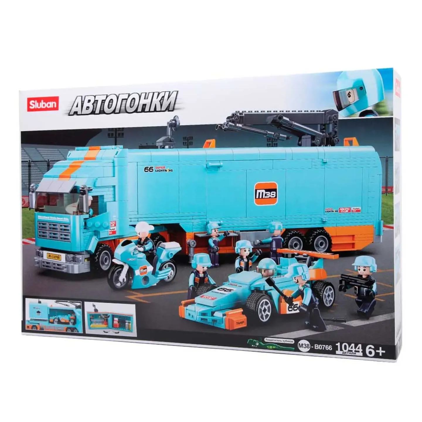 Конструктор пластмассовый Sluban “Кольцевые гонки: Заезд с трейлером“ (1044 дет.)