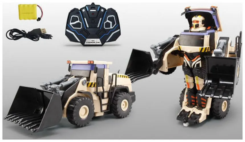 1toy робот на р/у, трансформируется в экскаватор, со светом и звуком, 47 см, коробка 