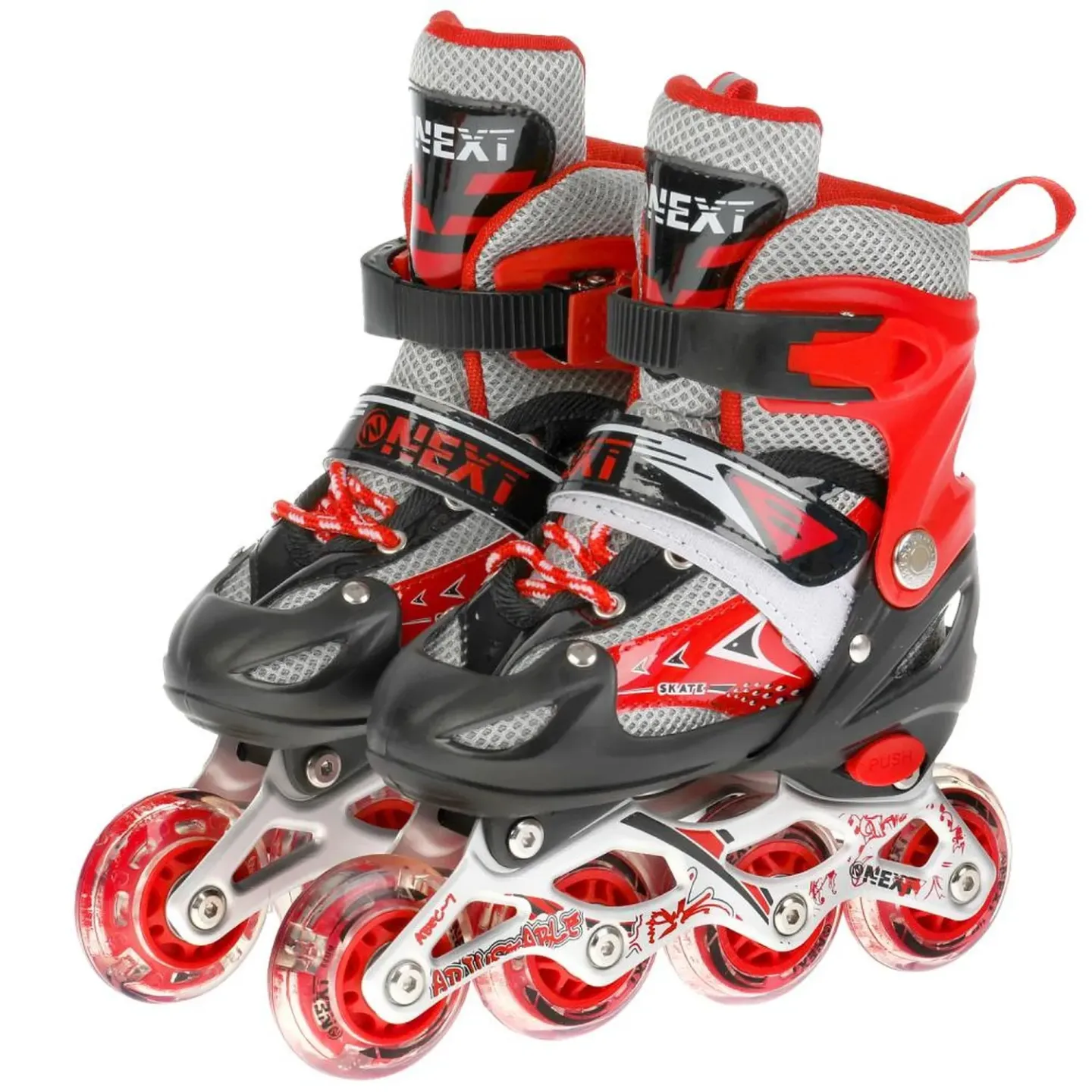 Ролики NEXT раздв., PVC, алюм. рама,переднее колесо со светом р. 29-32 