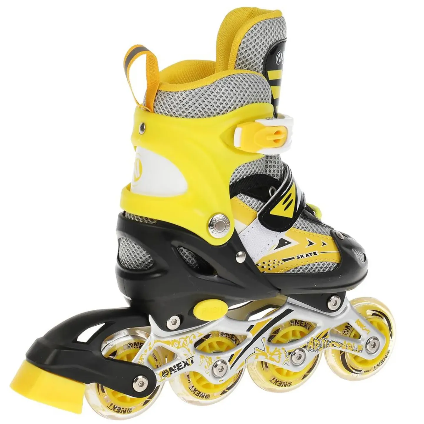 Ролики NEXT раздв., PVC, алюм. рама,переднее колесо со светом р. 29-32