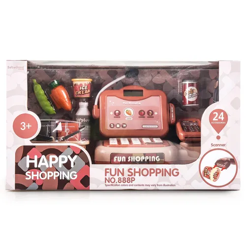 Игровой набор Babe Valley “Касса в магазине“ (18,5 см, звук, продукты, роз.)