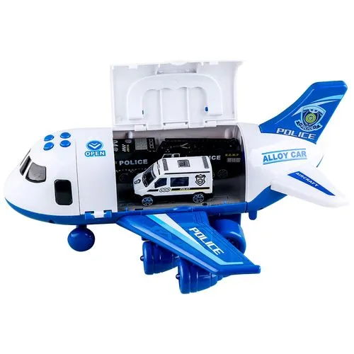 Набор транспорта “Самолёт: полиция“ (30х28х25 см, 3 маш., свет, звук, с ручкой)