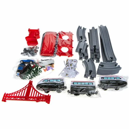 1TOY InterCity Express наб. жел.дорога “Город“ скорый электропоезд 3 вагона, тунель, мост, человечек