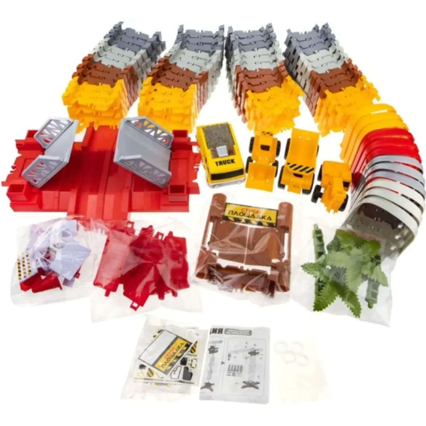 1toy гибкий трек “Стройплощадка“ 262 дет, туннель, ворота, разводной мост, машинка свет, 3 дет.