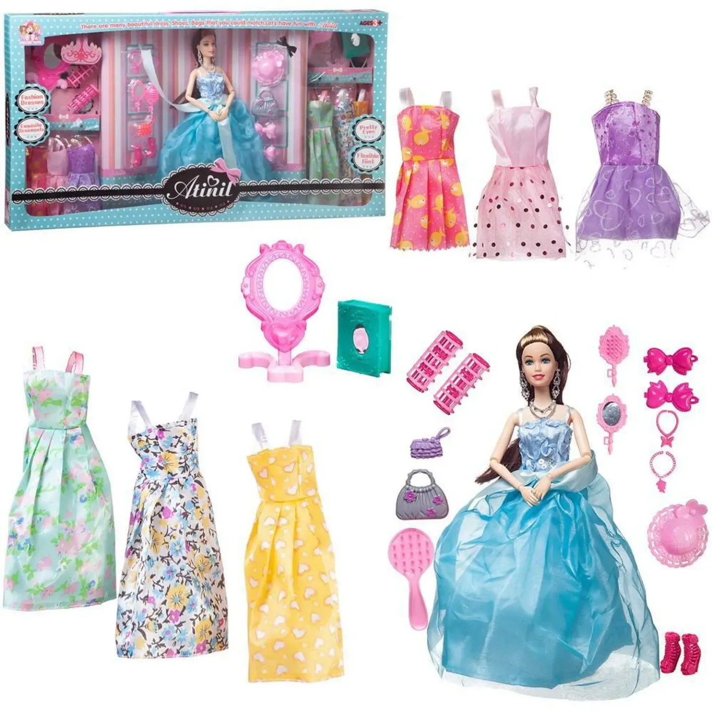 Кукла “Atinil. Гардероб модницы. Торжественный вечер“ в длинном платье 