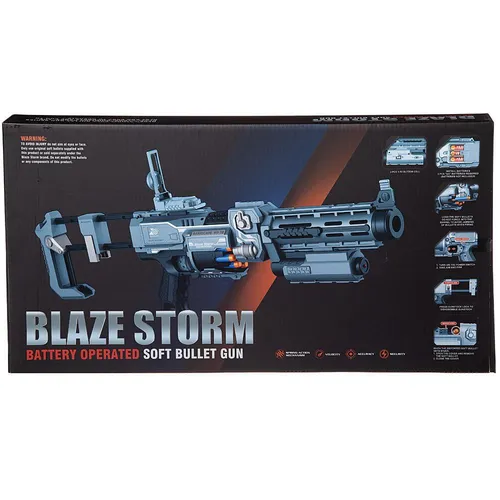 Бластер “Blaze Storm“ серый с 20 мягкими пулями, электромеханический, в коробке