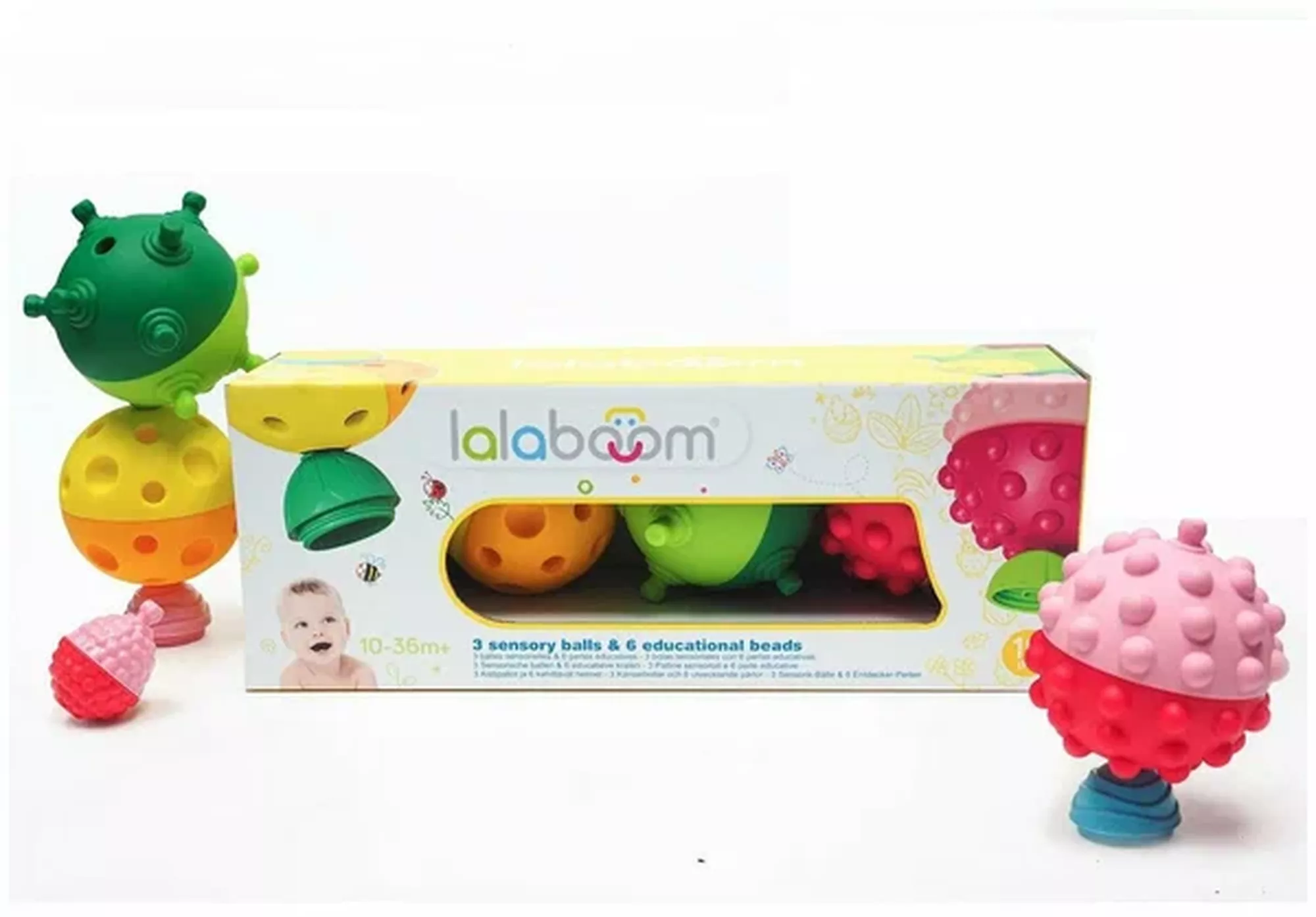 Игрушка развивающая “Lalaboom“, 3 тактильных мяча (18 деталей в комплекте)