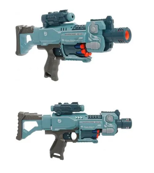 Бластер “Blaze Storm“ серо-голубой с 20 мягкими пулями, автоматическая стрельба, в коробке