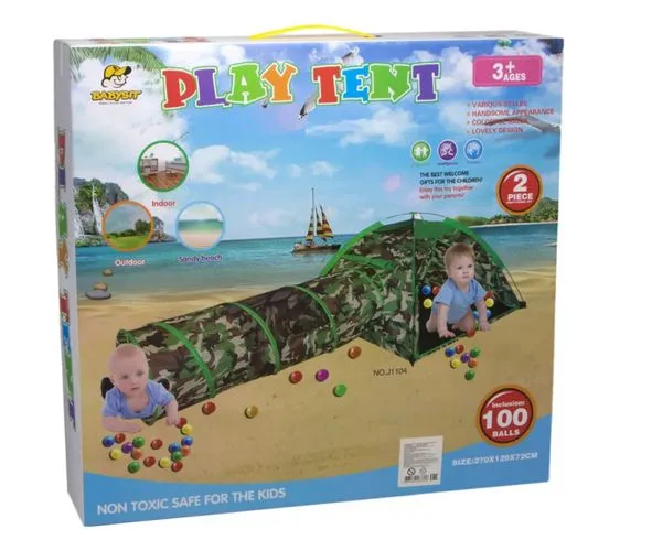 Палатка детская с туннелем  (шарики (100 шт.) в комплекте)