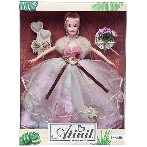 Кукла “Atinil (Атинил). В гармонии с природой“ в длинном платье с букетом, 28см