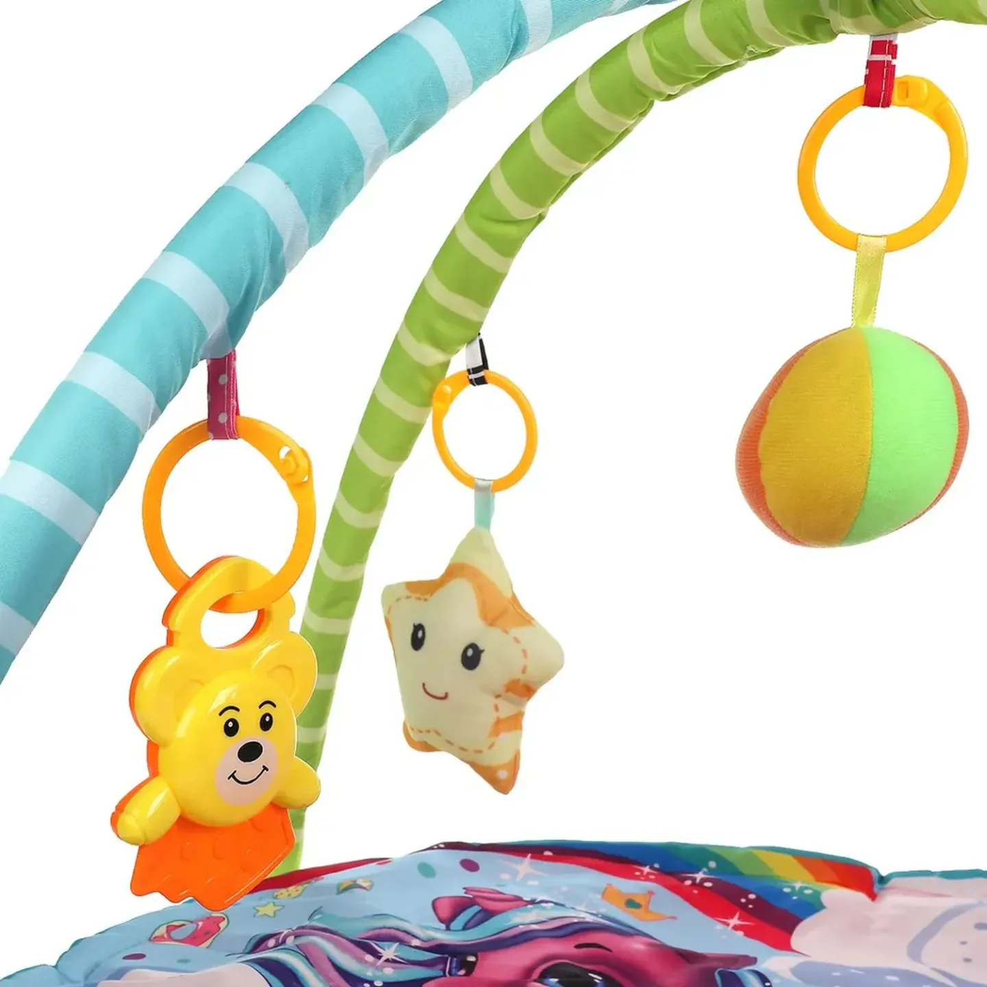 Развивающий коврик единорог, 85х85 см, с игрушками на подвеске. Умка