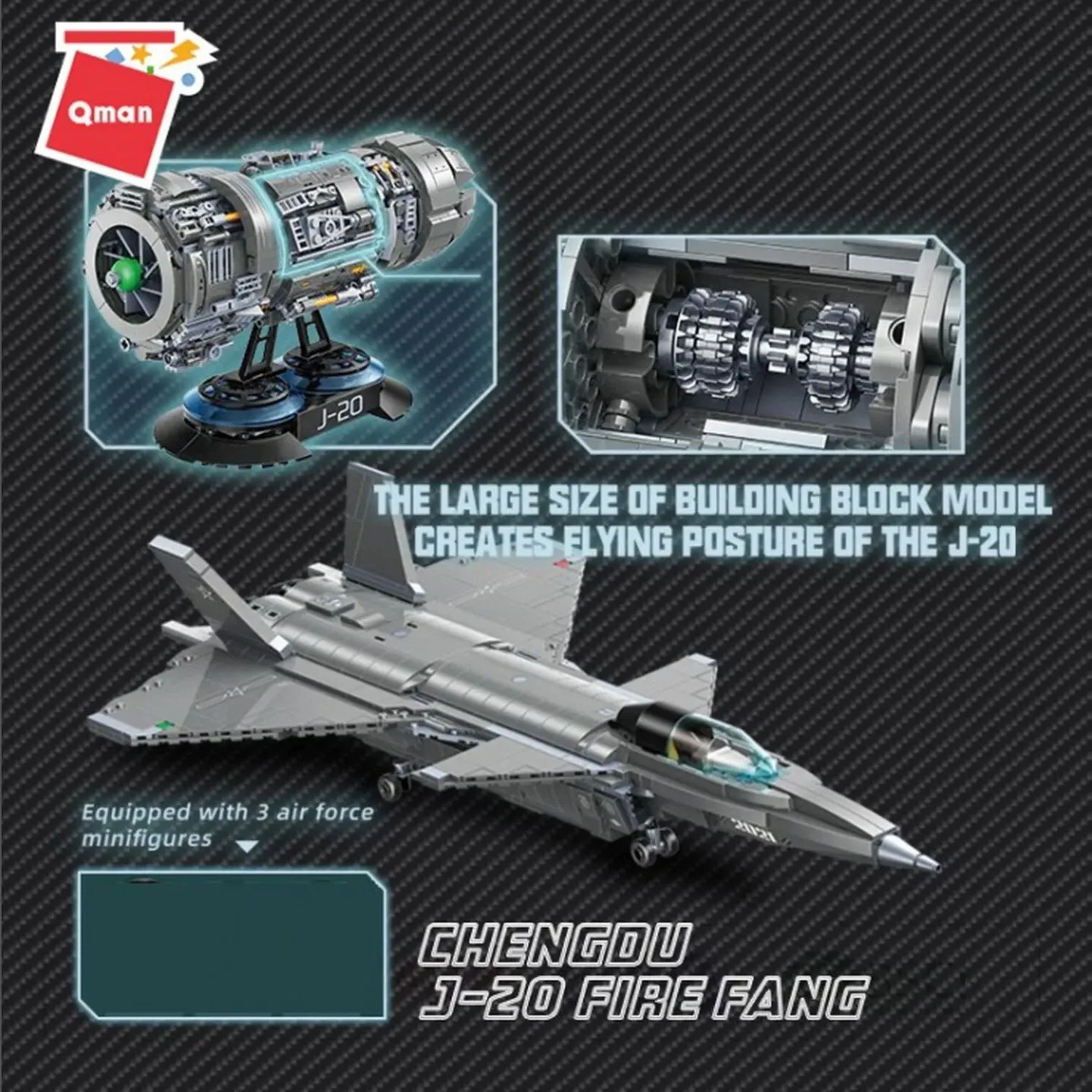 Конструктор QMAN “Боевая зона: Истребитель J-20“ (1748 дет.)