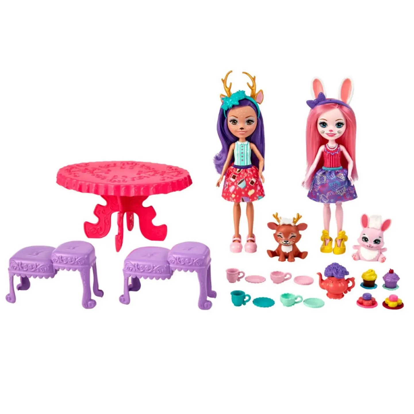 Enchantimals Набор игровой “Чаепитие“ с двумя куклами, питомцами и аксессуарами