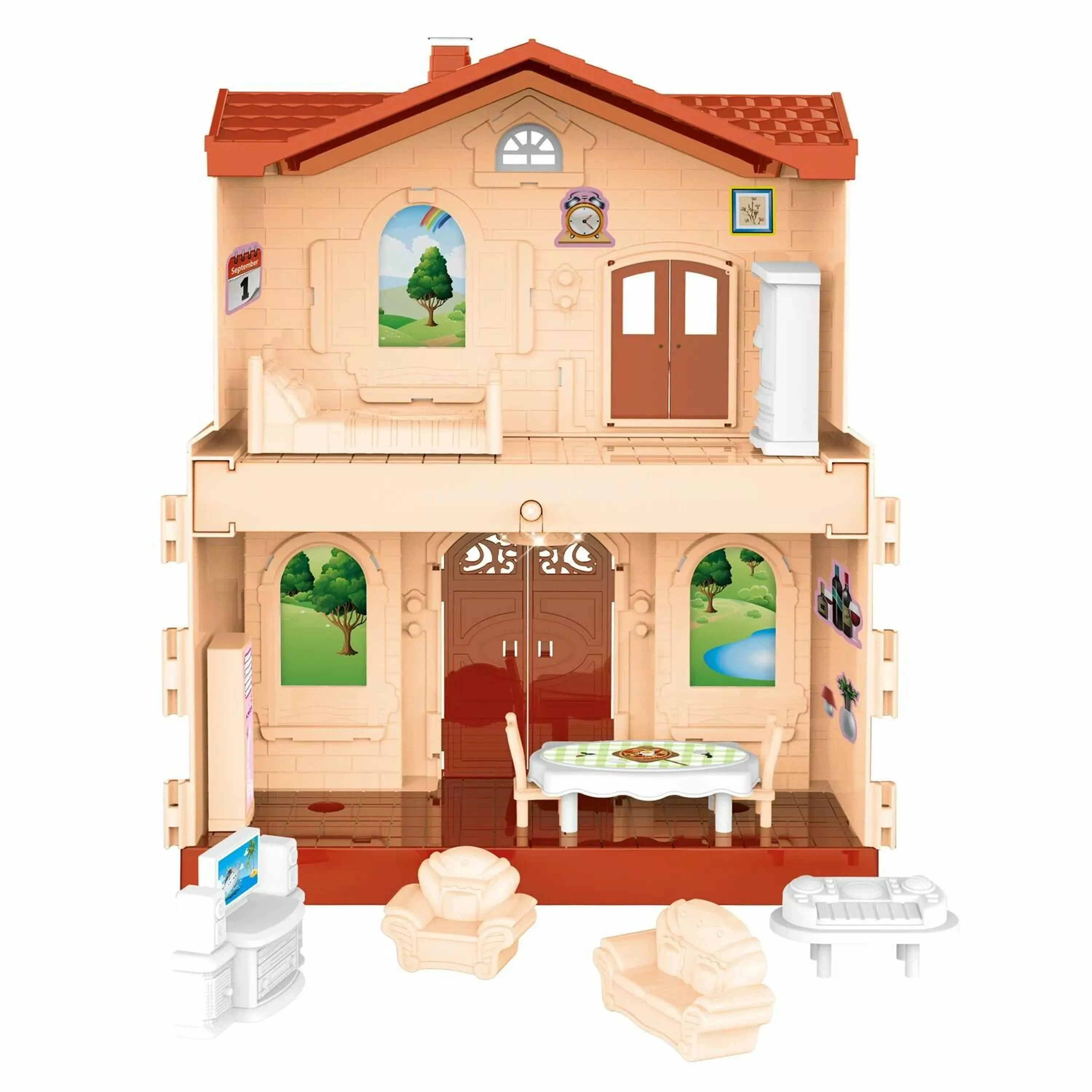 Дом кукольный “Мой новый дом“ с мебелью, малый, бежевый, сборный, со звуковыми и световыми эффектами