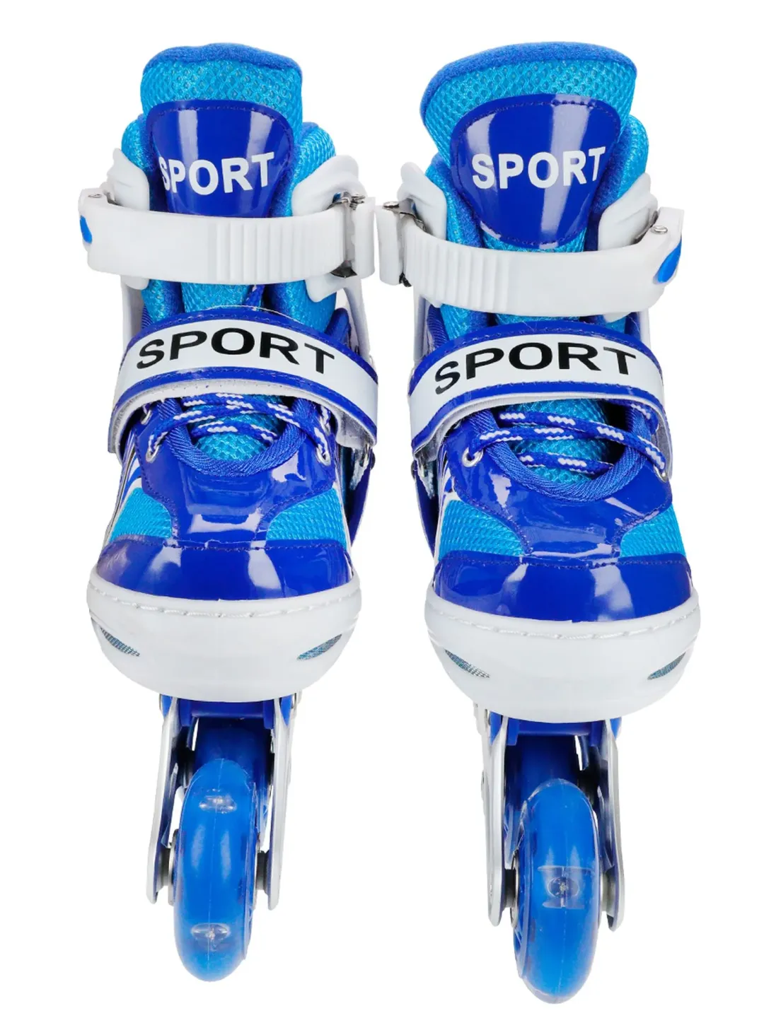 Ролики раздвиж. (голубые)(колеса PU 64мм со светом, р-р S 31-34) в сумке