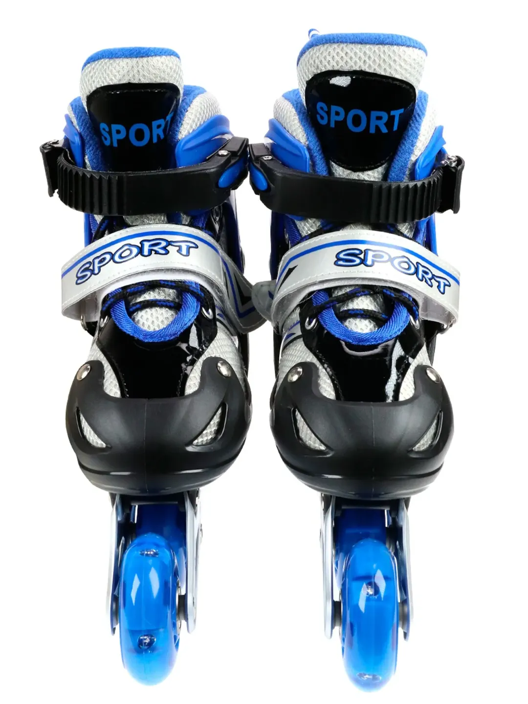 Ролики раздвиж. (голубые)(колеса PU 64 мм со светом, р-р S 31-34) в сумке