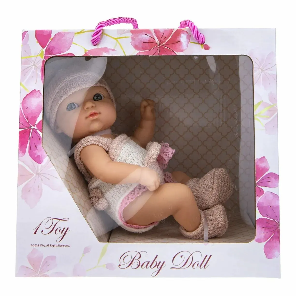 1toy PREMIUM Пупс в розовом костюмчике 20 см, премиум кор.с ручками 