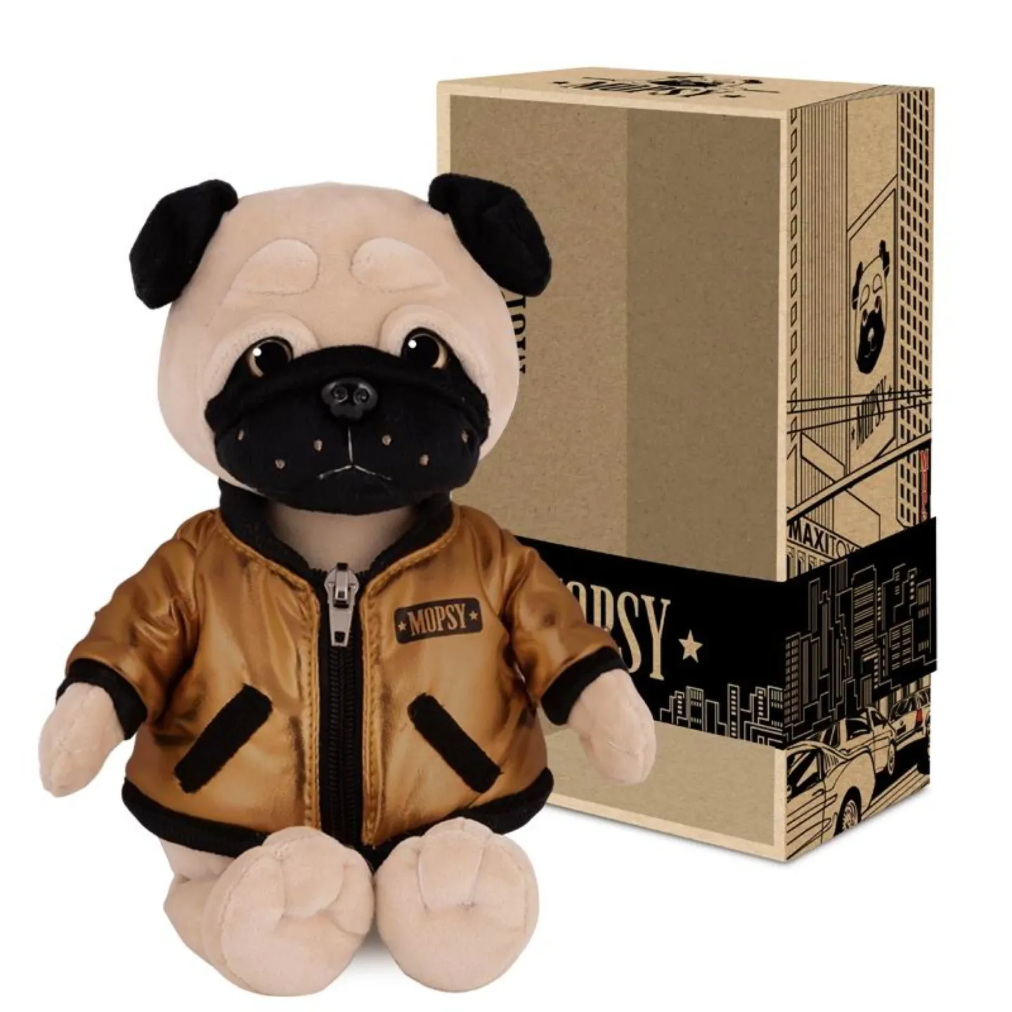 Мягкая Игрушка Mopsy, Мопс Мопси в Бомбере, 20 см, в Коробке