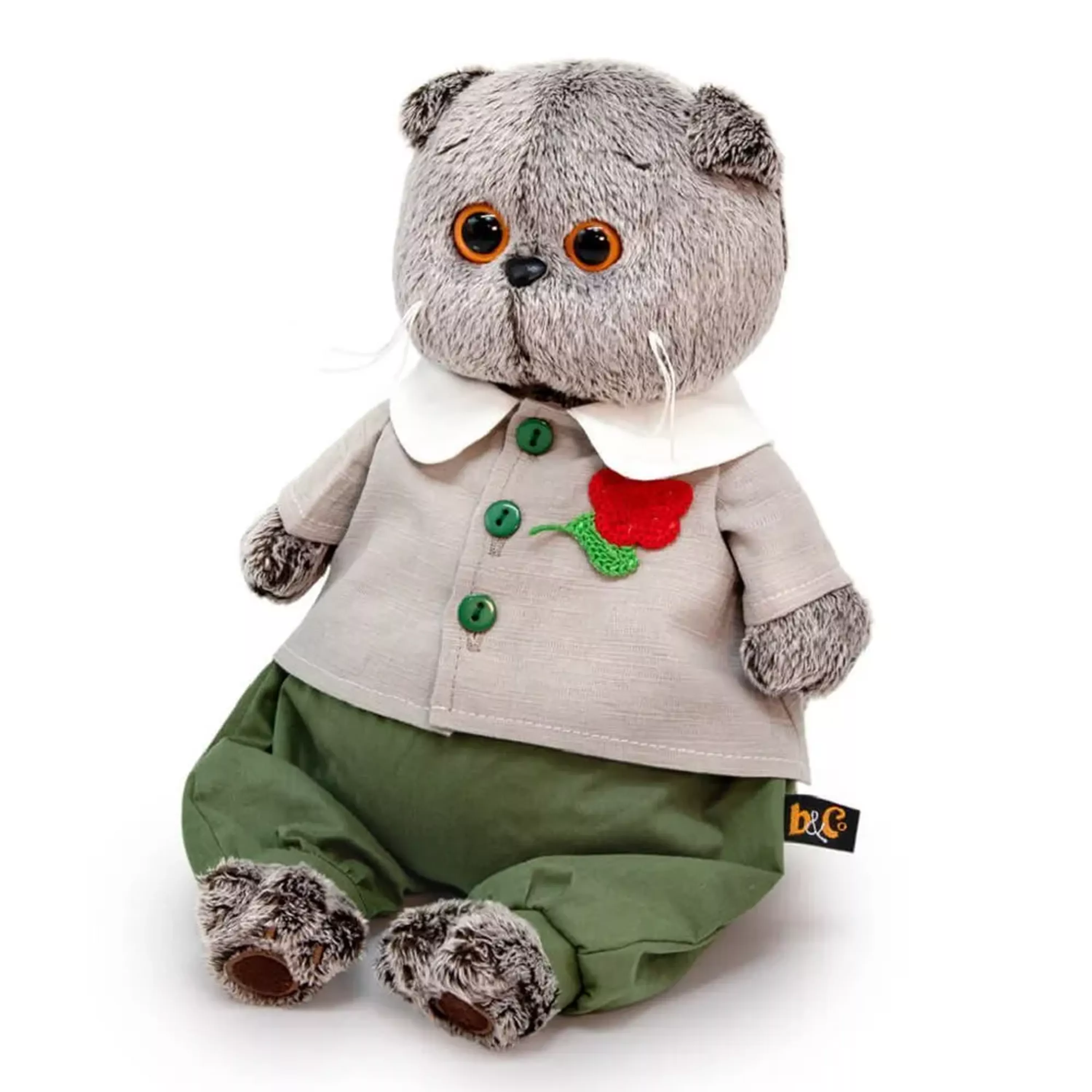 BUDI BASA Кот Басик в комплекте с цветком 19 см