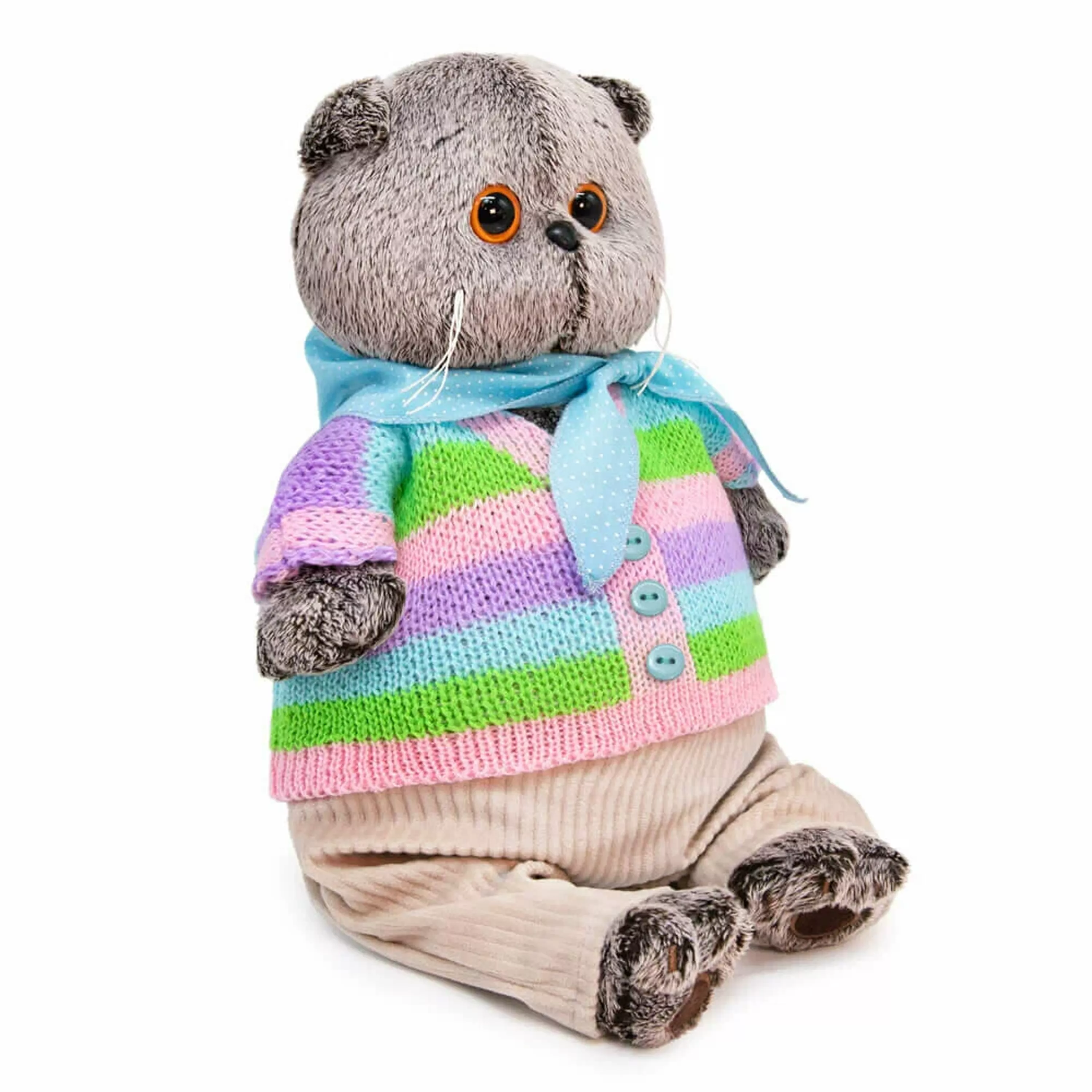 BUDI BASA Кот Басик в полосатой кофте и штанах 19 см