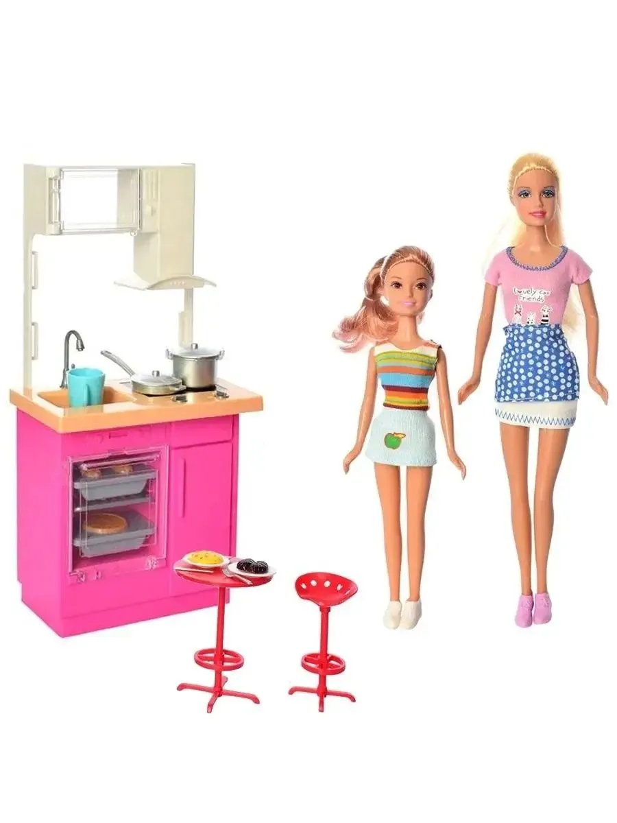Игровой набор с куклами DEFA Lucy “Обед на кухне“ (2 шт., 29 и 23 см, аксесс.)