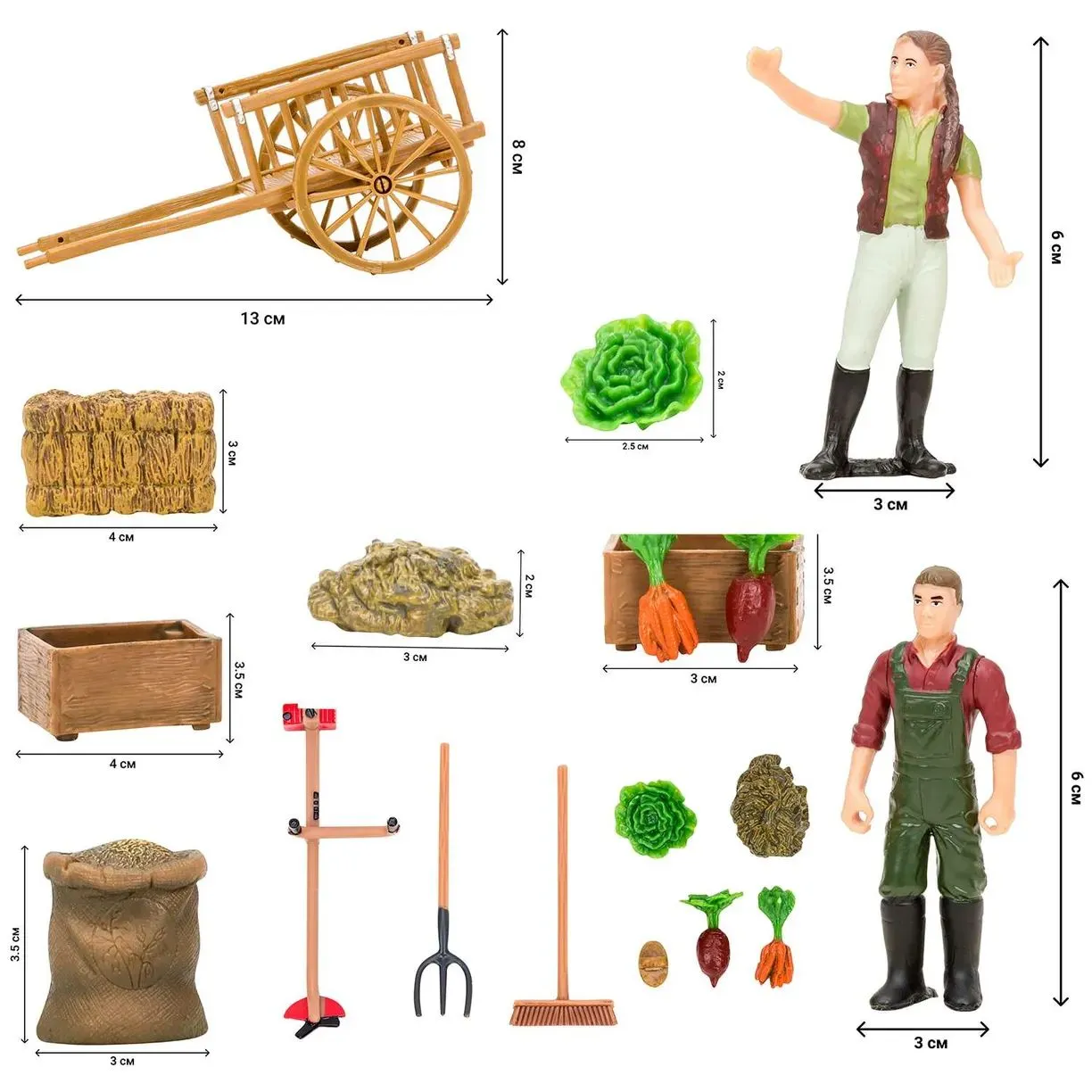 Набор фигурок животных серии “На ферме“: Ферма игрушка, лошади, баран, гусь, кролик, ферм