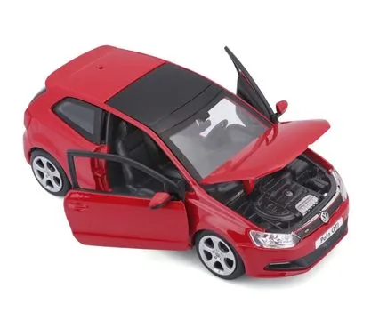 Машинка die-cast VW Polo GTI Mark 5, красная, открывающиеся двери, 
