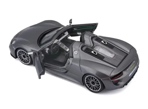 Машинка die-cast Porsche 918 Spyder, серая, открывающиеся двери