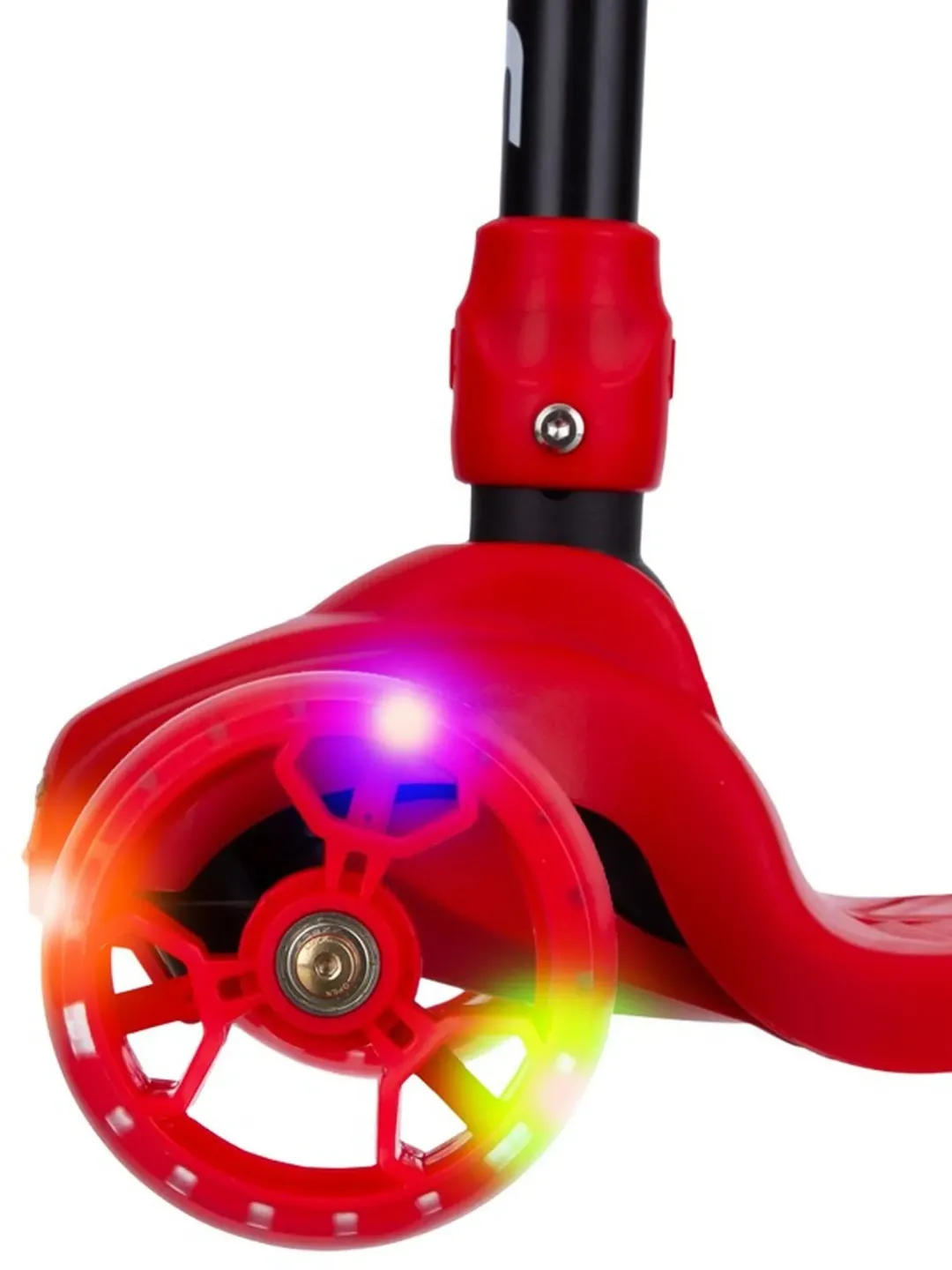 Самокат трехколесный с принтом, колеса PU светящиеся, подшипники ABEC-7, цвет: красный