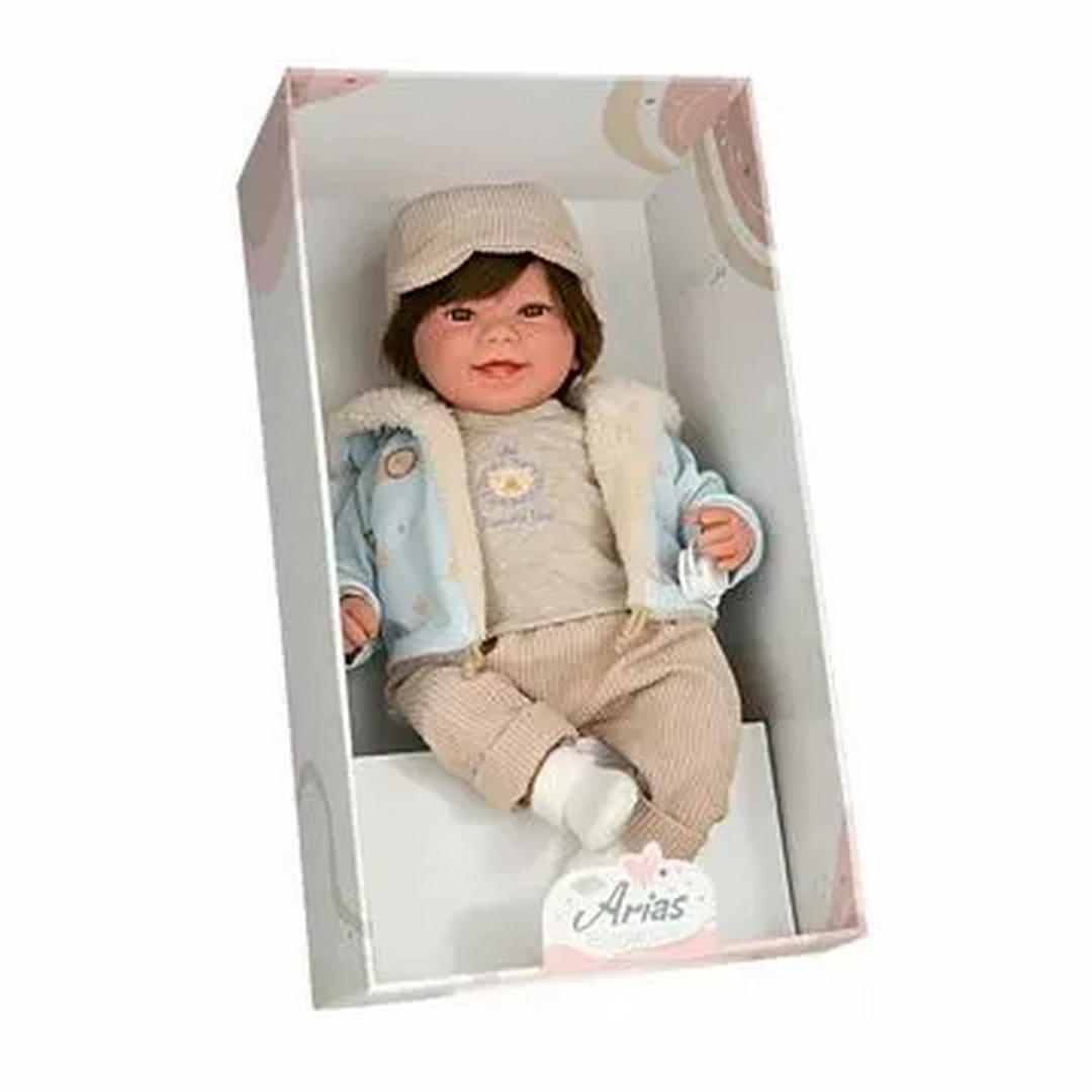 Arias ELEGANCE ADI кукла мягк.с винил.конечностями 45 см,в куртке,костюме,шапке,с соской