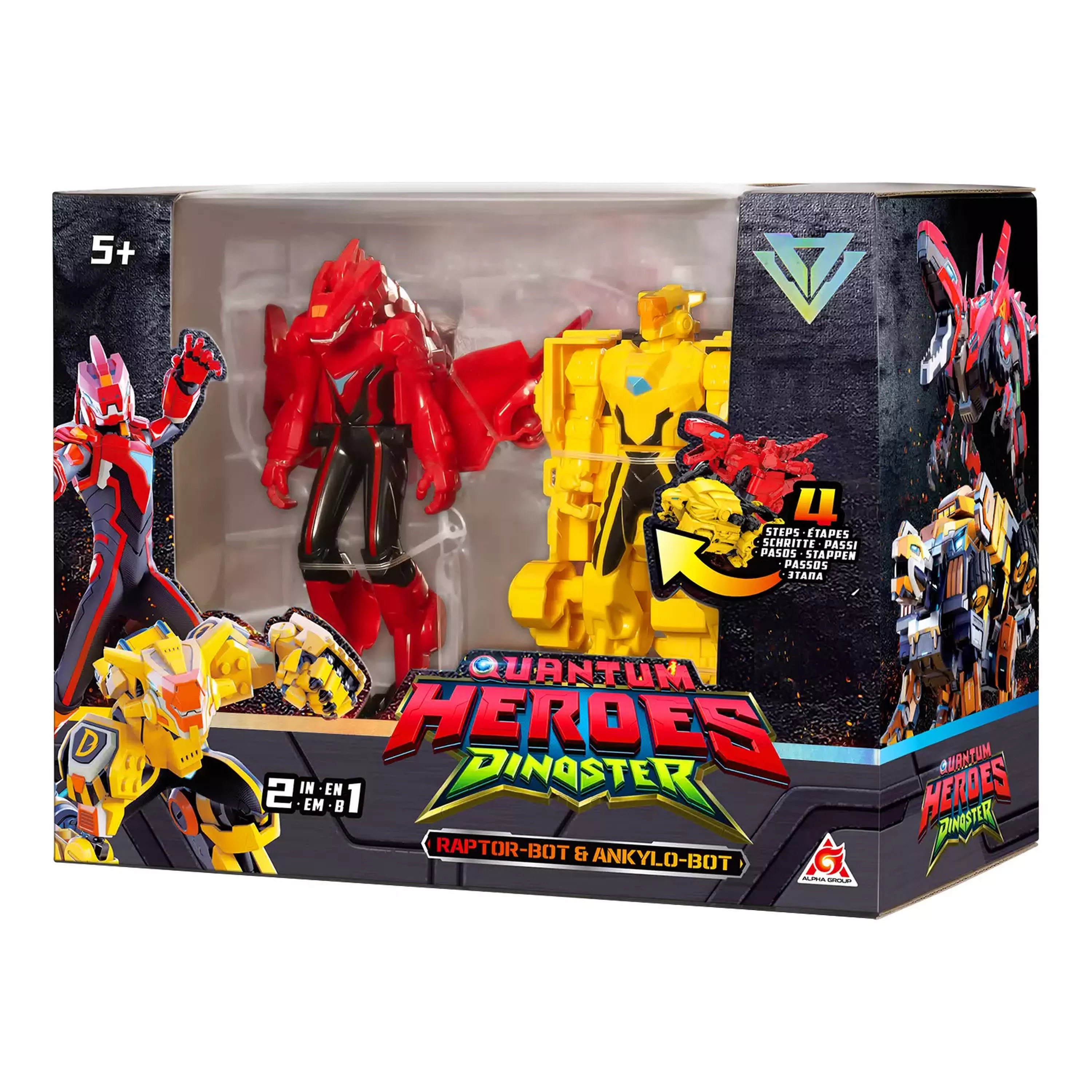 Dinoster Набор 2 Дино-бота трансформера Люцио и Делби