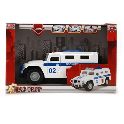 ТЕХНОПАРК Машина Газ Тигр, инерц, свет+звук, открыв. двери.