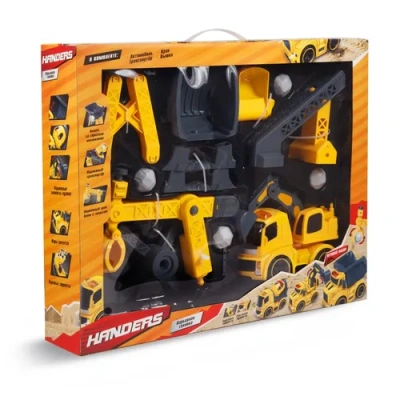Игровой набор Handers «Карьерная техника» (21 см, фрикц. автомоб., 3 вида техн., свет, звук