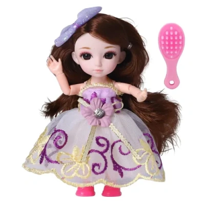 Funky toys Кукла шарнирная Малышка Лили брюнетка с расческой, 16 см