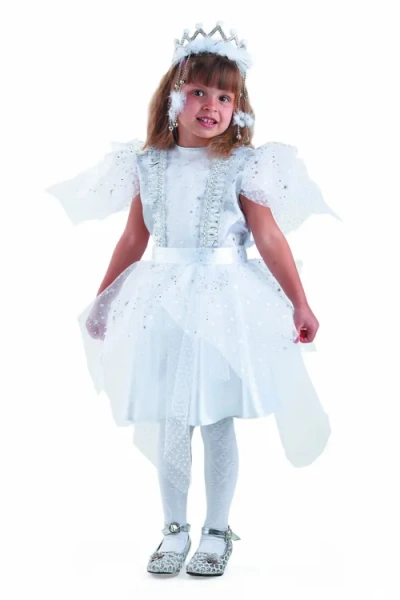 Карнавальный костюм для девочки «Снежинка Серебряная» (Платье) р.110-56