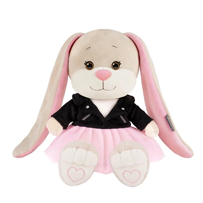 Мягкая Игрушка Jack&Lin, Зайка Лин в Чёрной Куртке и Розовой Юбке, 20 см,