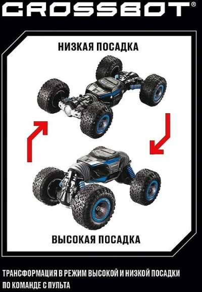 Машина р/у Трансформация, 4WD, переворот, режим высокой и низкой посадки, син.