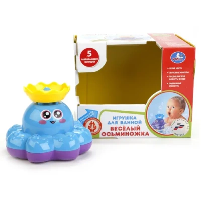УМКА Игрушка для ванной «ОСЬМИНОГ» на бат. озвуч., разбрызгивает воду