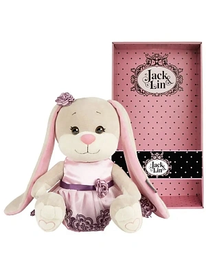 Мягкая Игрушка Jack&Lin, Зайка Лин в Вечернем Платье с Цветком, 25 см