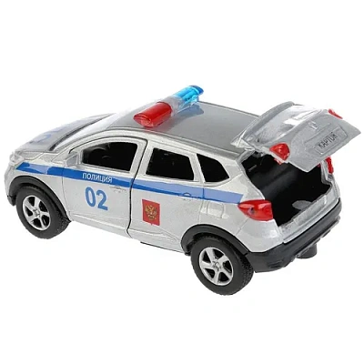 Машина металл RENAULT Kaptur полиция 12см, открыв. двери, инерц. в кор. Технопарк 