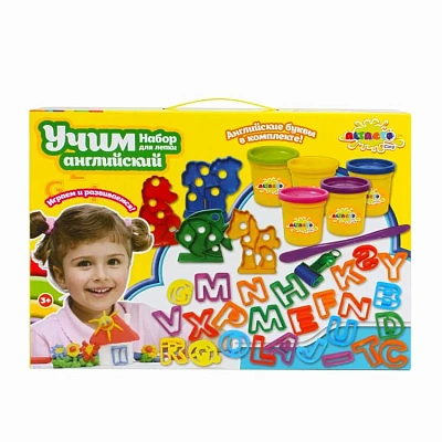 Набор для лепки ALTACTO CLAY “Учим алфавит“ (английски язык) (5 баночек по 85 г, аксес.)