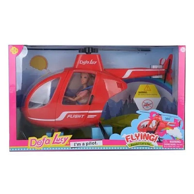 Набор с куклой DEFA Lucy "Полёт на вертолёте" (28,5 см, вертолёт, подвиж, свет, звук, в ассорт.)