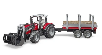 Трактор Massey Ferguson  c манипулятором и прицепом