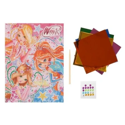 Набор д/детского тв-ва MultiArt Аппликация из фольги и страз (17х23см) Winx в пак